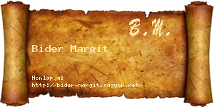 Bider Margit névjegykártya